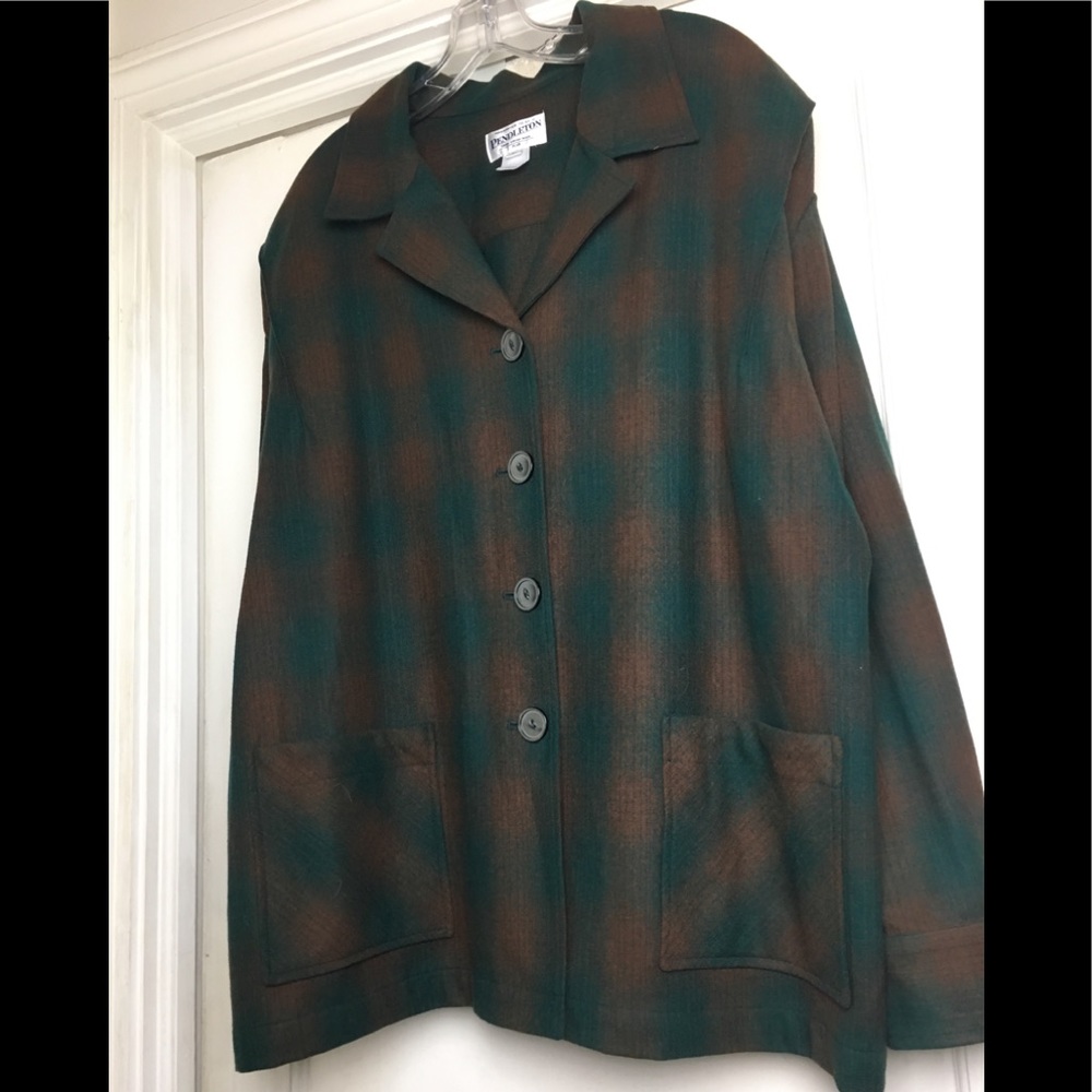 Pendleton 100% Wool Button Down Plaid Jacket
